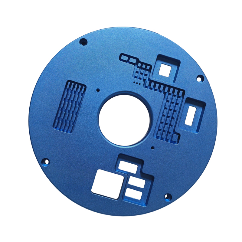 Blue Anodized Aluminum CNC Machined Circular Mounting Plate